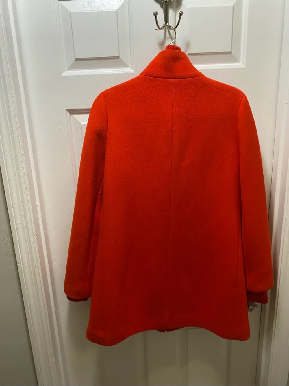 J. Crew Bright Red Zip-Front Cocoon Wool Coat - Picture 2 of 11